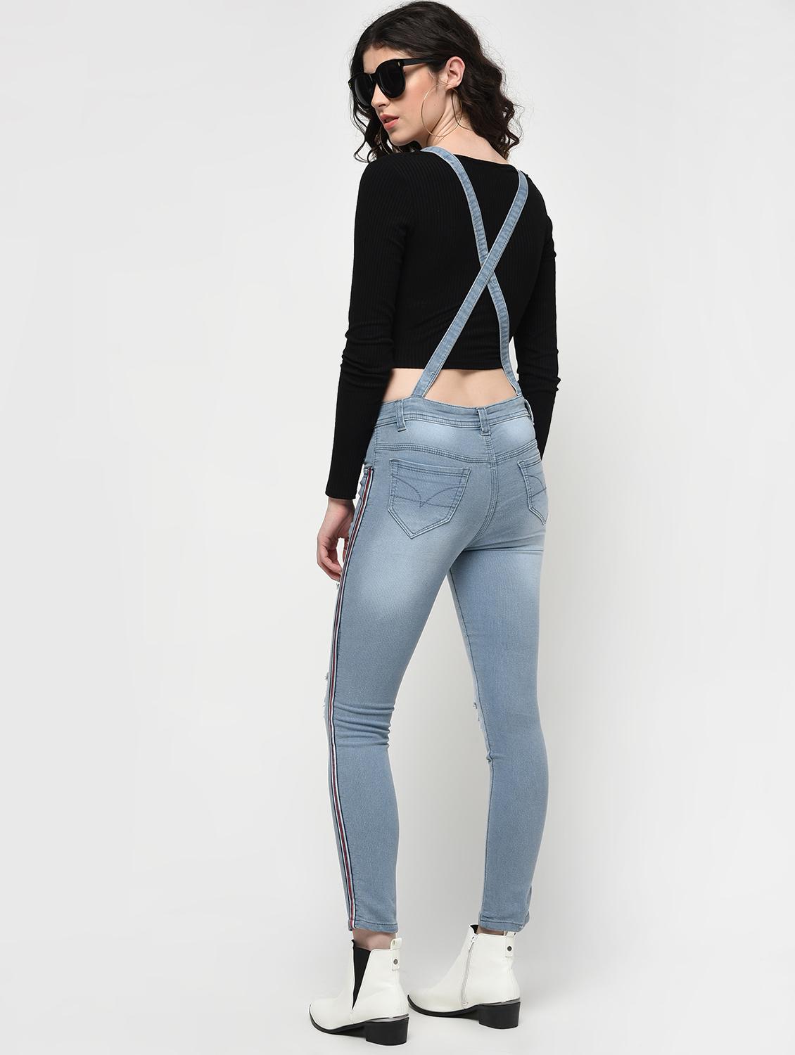 side taped distressed dungaree - 16029928 - Zoom Image - 4
