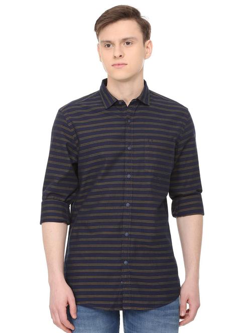 navy blue cotton casual shirt - 16040246 - Standard Image - 1