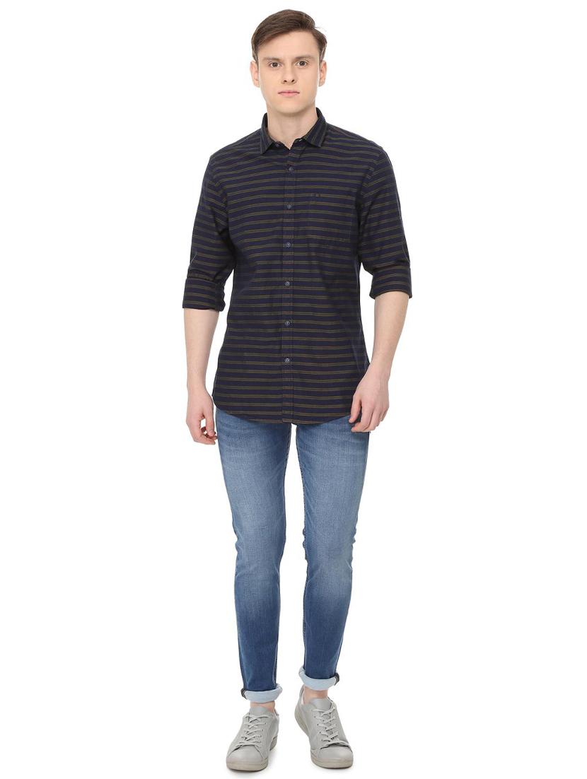 navy blue cotton casual shirt - 16040246 - Zoom Image - 4