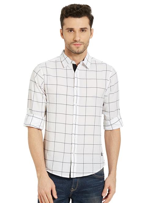 white checkered casual shirt - 16042882 - Standard Image - 1