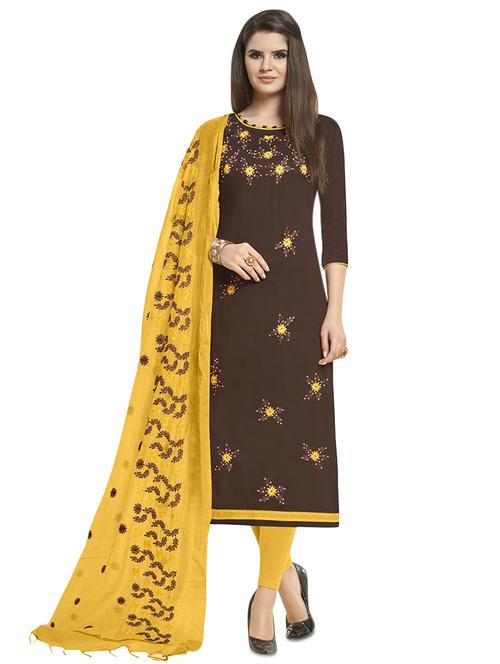 embroidered straight unstitched suit - 16044801 - Standard Image - 1