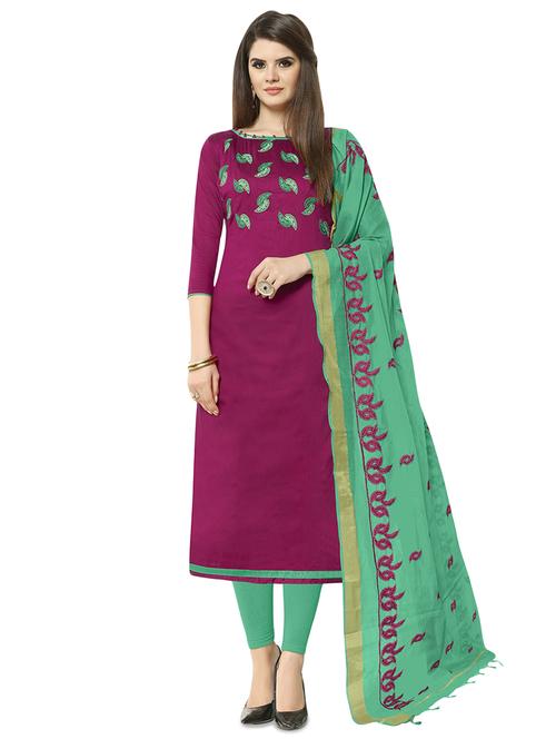 embroidered straight unstitched suit - 16044810 - Standard Image - 1