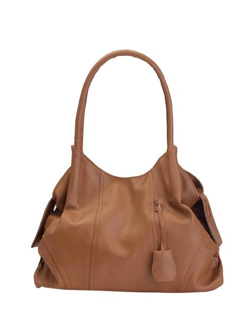 tan leatherette (pu) regular handbag - 16045190 - Standard Image - 1