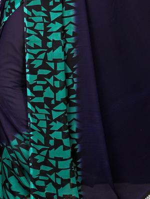geometric border printed saree with blouse - 16045636 - Standard Image - 4