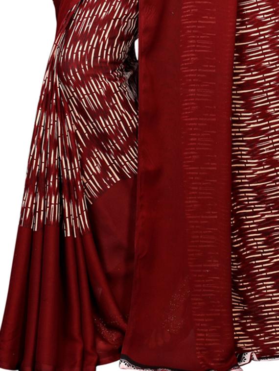 abstract maroon printed saree with blouse - 16045637 - Zoom Image - 4