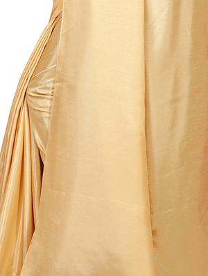 beige silk plain saree with blouse - 16046108 - Standard Image - 4