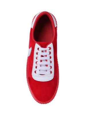 red suede lace up sneakers - 16046821 - Standard Image - 4