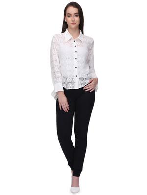 tie up sleeved floral lace shirt - 16047033 - Standard Image - 4
