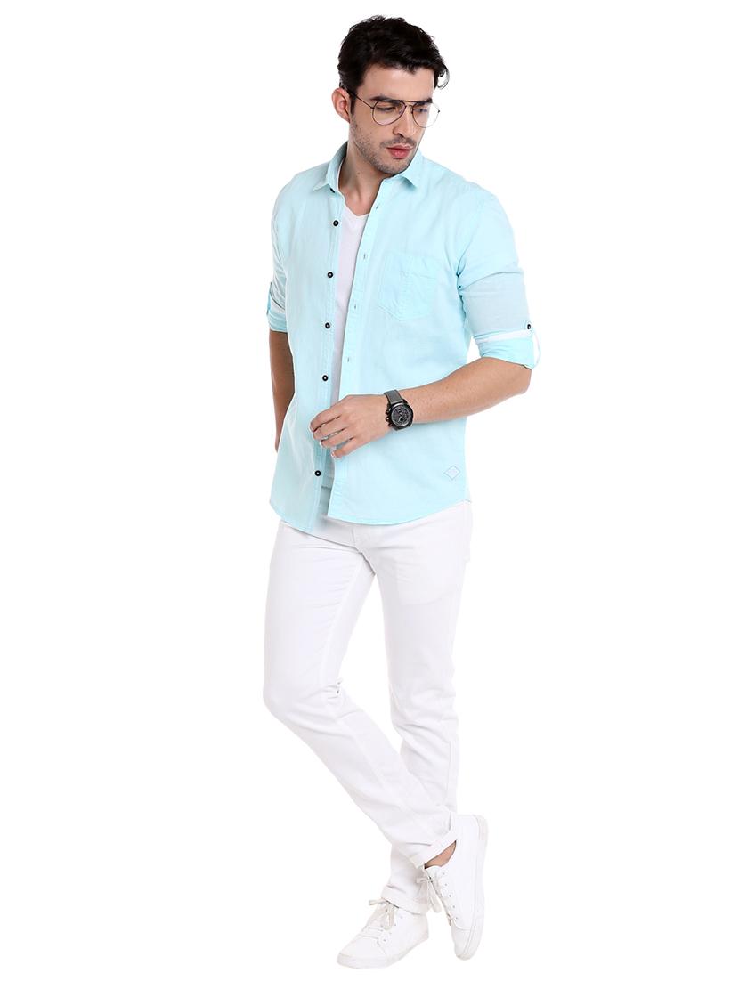 blue cotton casual shirt - 16047713 - Zoom Image - 4
