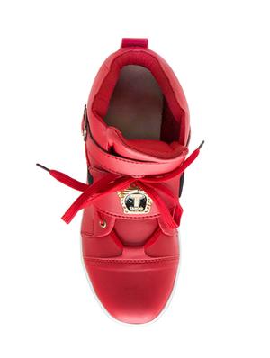 red leatherette lace up sneakers - 16047842 - Standard Image - 4