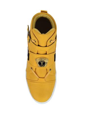 yellow leatherette lace up sneakers - 16047844 - Standard Image - 4