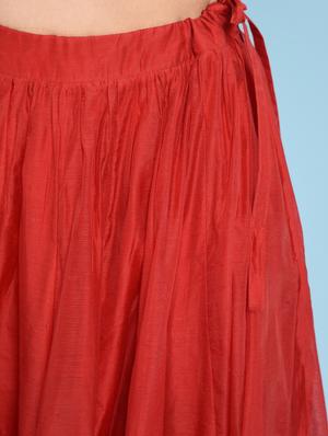 Ruffles sleeved floral top with solid flared skirt set - 16049448 - Standard Image - 7
