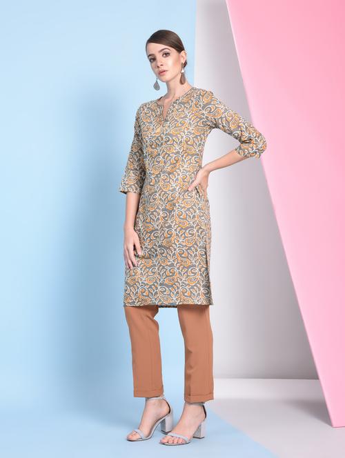 Paisley printed straight kurta - 16050736 - Standard Image - 1