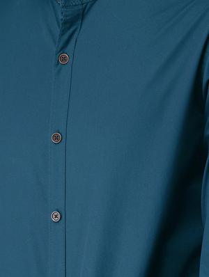 blue solid casual shirt - 16051073 - Standard Image - 4