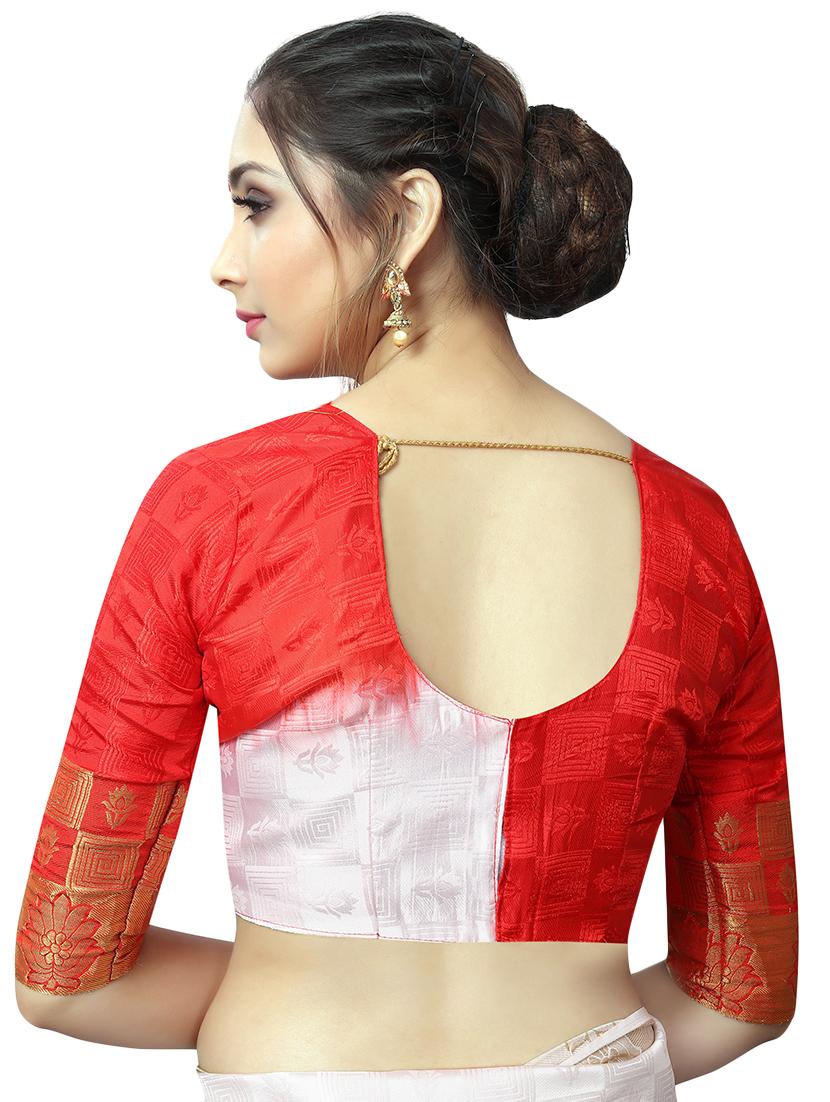 Zari bordered woven saree with blouse - 16051223 - Zoom Image - 4