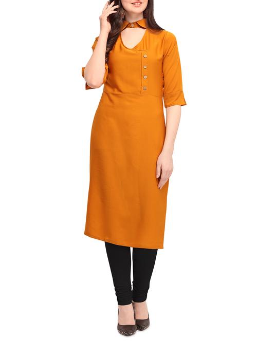 choker neck solid kurta - 16052457 - Very Small Image - 1