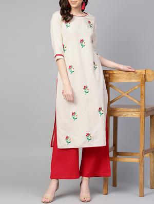 embroidered kurta with palazzo set - 16052472 - Standard Image - 4