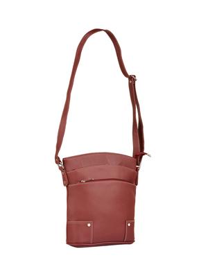 maroon leatherette (pu) sling bag and wallet combo - 16052640 - Standard Image - 4
