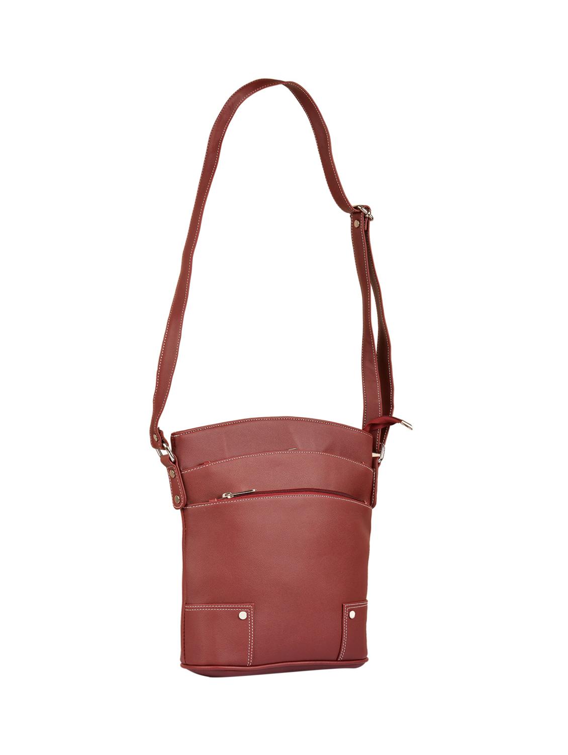 maroon leatherette (pu) sling bag and wallet combo - 16052640 - Zoom Image - 4