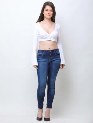 bell sleeved solid crop top - 16053035 - Standard Image - 4