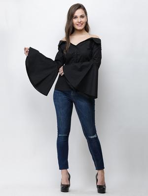 bell sleeved solid shirt - 16053079 - Standard Image - 4