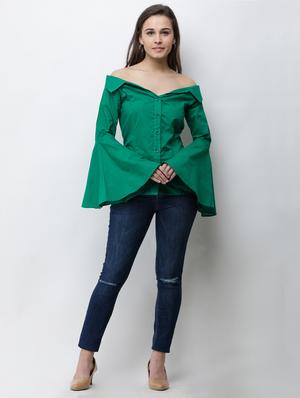 bell sleeved solid shirt - 16053081 - Standard Image - 4