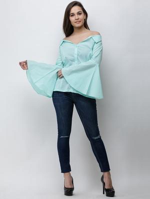 bell sleeved solid shirt - 16053082 - Standard Image - 4