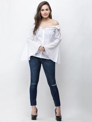 bell sleeved solid shirt - 16053087 - Standard Image - 4