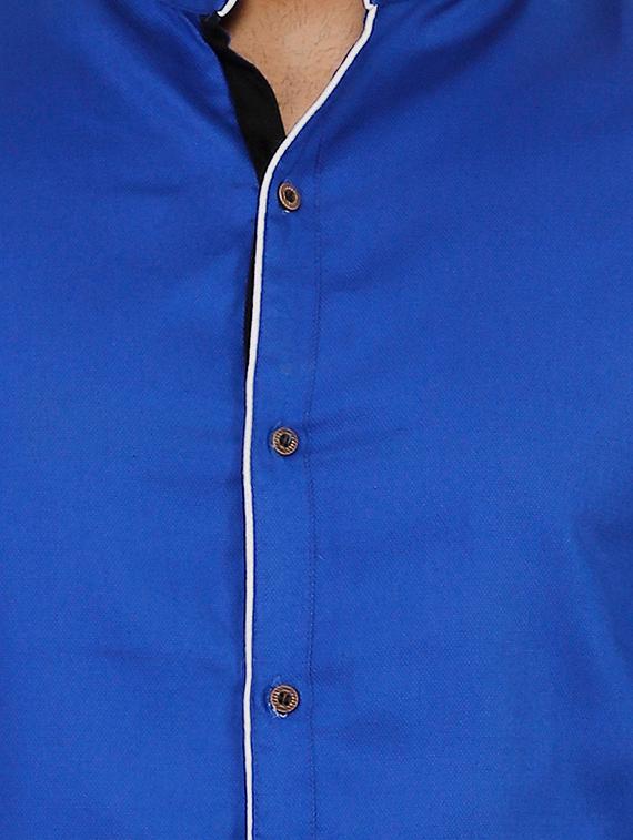blue solid casual shirt - 16054124 - Zoom Image - 4