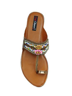 copper synthetic ethnic kolhapuris - 16054303 - Standard Image - 4