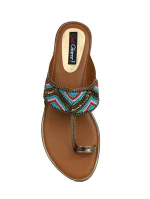 copper synthetic ethnic kolhapuris - 16054306 - Standard Image - 4