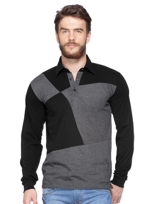 grey color block t-shirt - 16057070 - Standard Image - 1