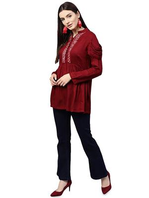 Embroidered solid kurti - 16057992 - Standard Image - 4
