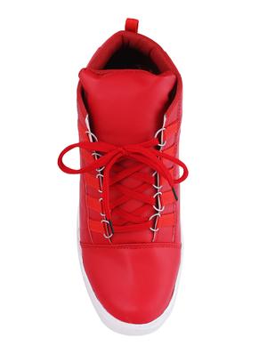 red leatherette lace up sneakers - 16058418 - Standard Image - 4