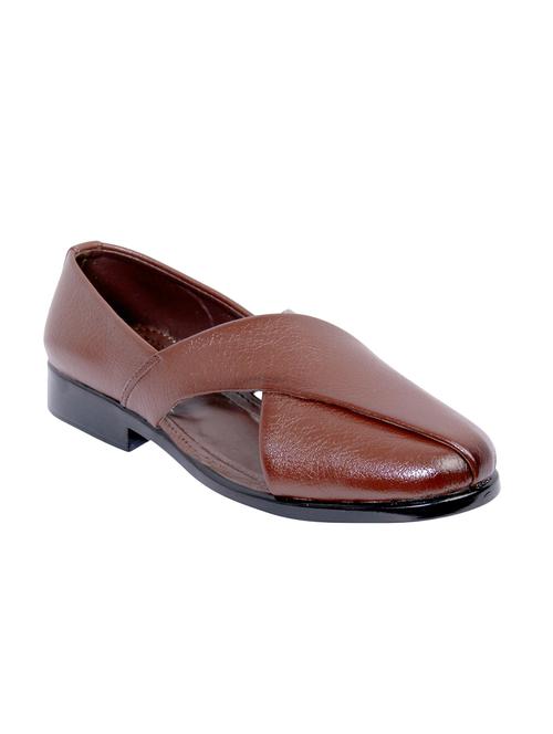 brown faux leather slip on sandals - 16058853 - Standard Image - 1