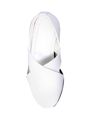 white faux leather slip on sandals - 16058854 - Standard Image - 4