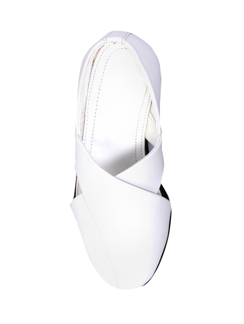 white faux leather slip on sandals - 16058854 - Zoom Image - 4