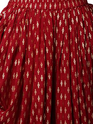 Foil print checks angrakha kurta with salwar set - 16059086 - Standard Image - 4
