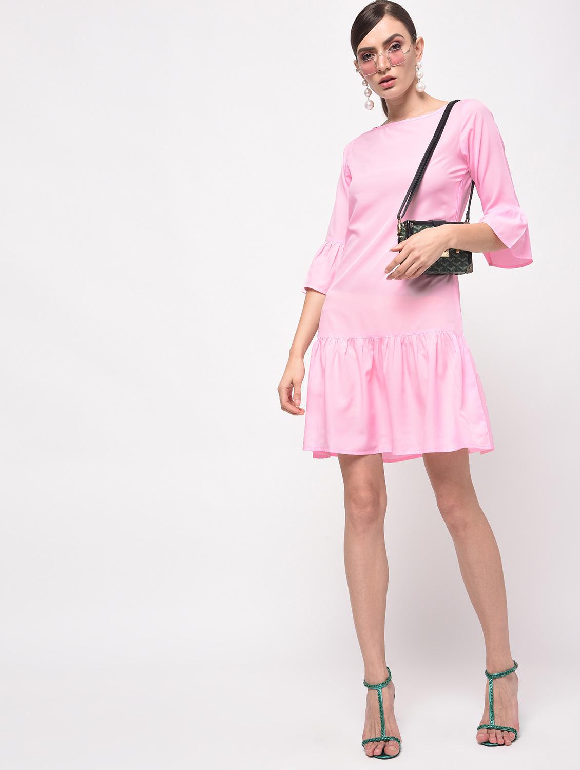 boat neck ruffle detail a-line dress - 16059499 - Zoom Image - 4