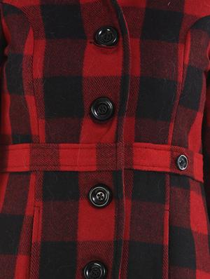 mandarin neck checkered overcoat - 16059764 - Standard Image - 4