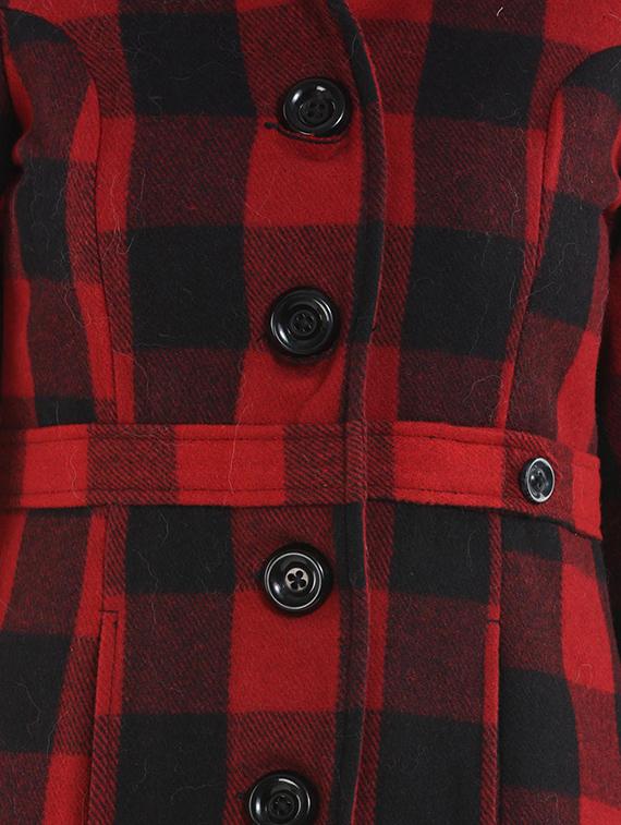mandarin neck checkered overcoat - 16059764 - Zoom Image - 4
