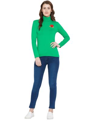 turtle neck floral patch top - 16059836 - Standard Image - 4