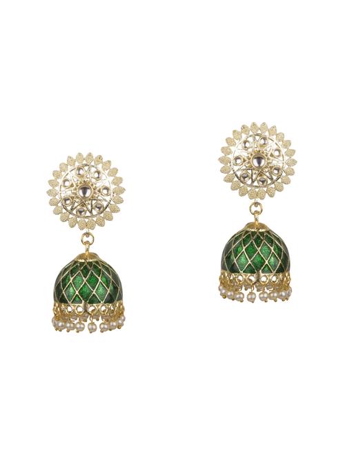 gold brass jhumka earring - 16060019 - Very Small Image - 1