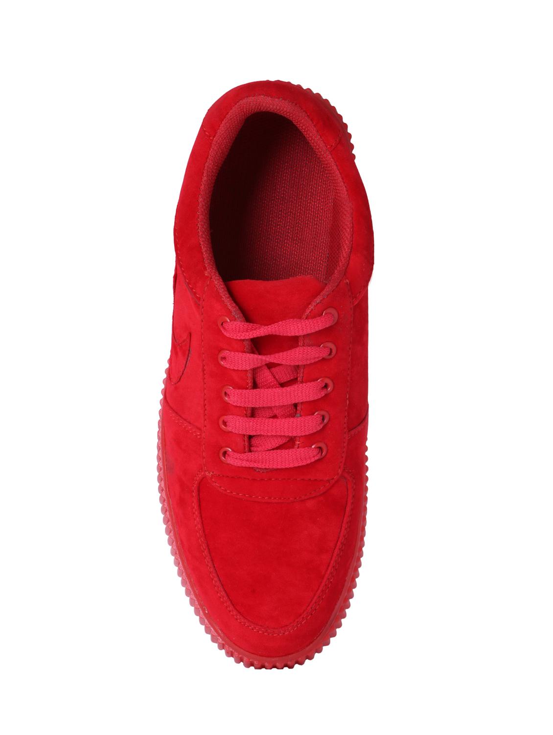red Suede lace up sneakers - 16061470 - Zoom Image - 4
