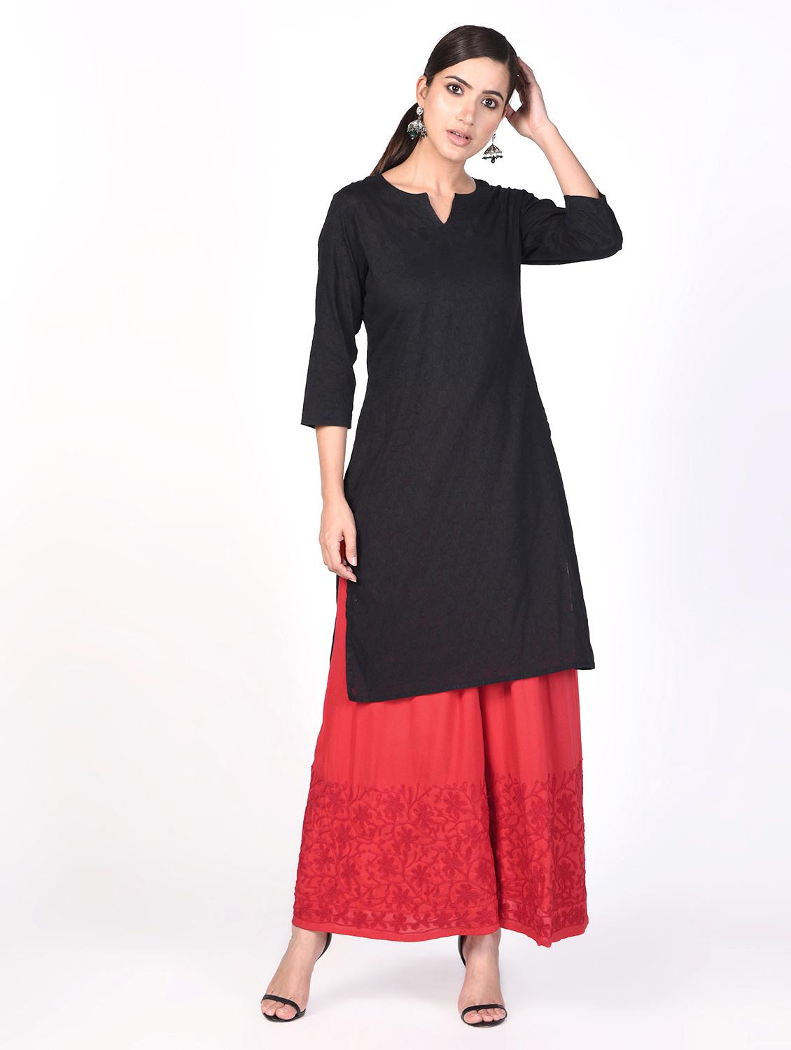 chikankari flared palazzo - 16063439 - Zoom Image - 4