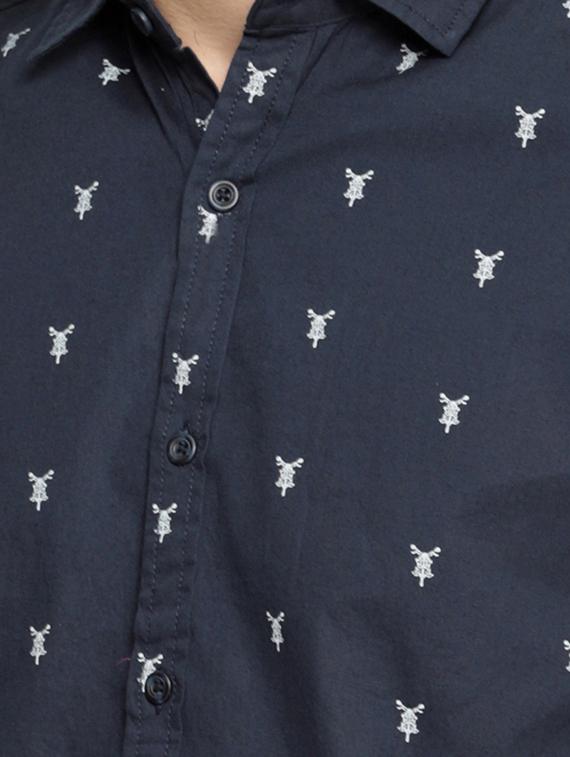navy blue printed casual shirt - 16064947 - Zoom Image - 4