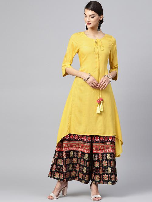 solid asymmetric kurta - 16065340 - Standard Image - 1