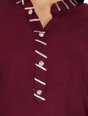 gota work solid kurta with ruffled palazzo set - 16065380 - Standard Image - 4