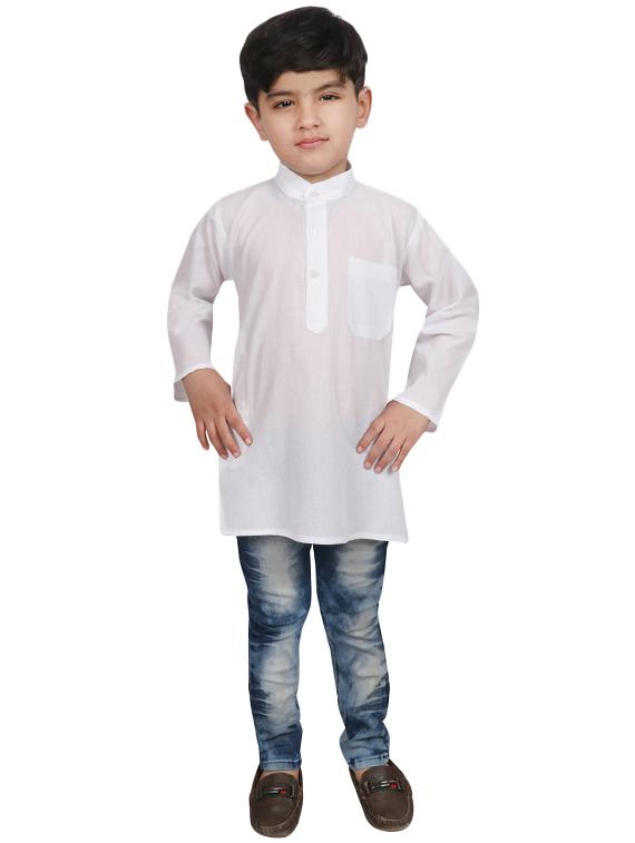 white cotton kurta - 16065503 - Zoom Image - 4