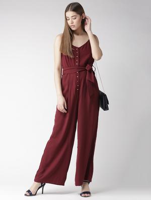 tie-knot wide leg button detail jumpsuit - 16065549 - Standard Image - 4